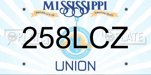 258LCZ Mississippi License Plate