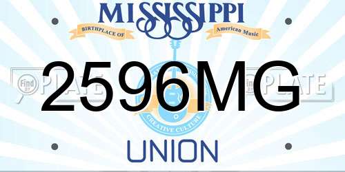 2596MG Mississippi License Plate