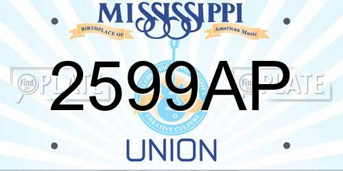 2599AP Mississippi License Plate