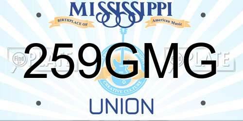 259GMG Mississippi License Plate