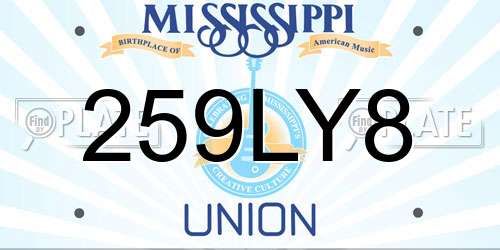 259LY8 Mississippi License Plate