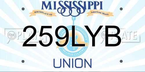 259LYB Mississippi License Plate
