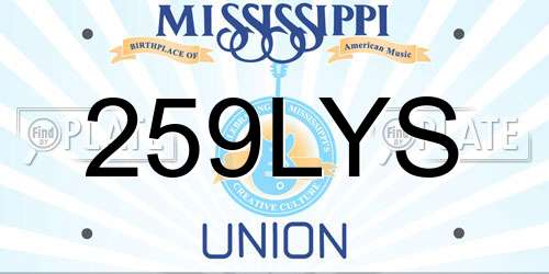 259LYS Mississippi License Plate