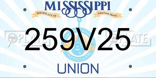 259V25 Mississippi License Plate