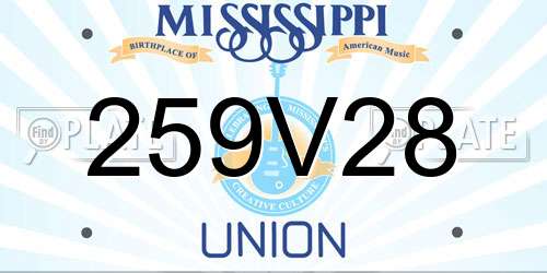 259V28 Mississippi License Plate