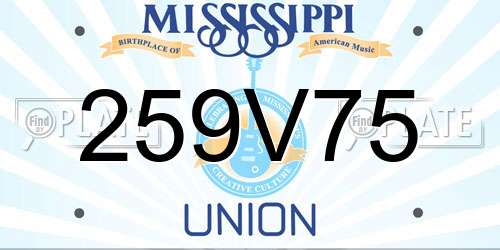 259V75 Mississippi License Plate