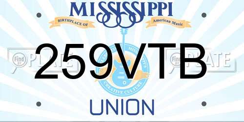 259VTB Mississippi License Plate