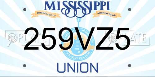 259VZ5 Mississippi License Plate