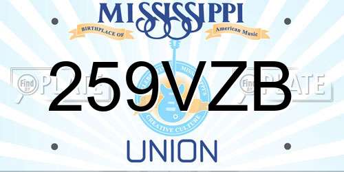 259VZB Mississippi License Plate