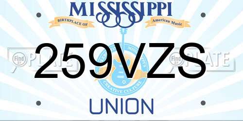 259VZS Mississippi License Plate
