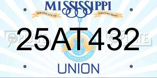 25AT432 Mississippi License Plate