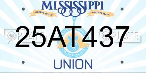 25AT437 Mississippi License Plate