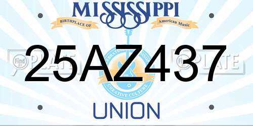 25AZ437 Mississippi License Plate