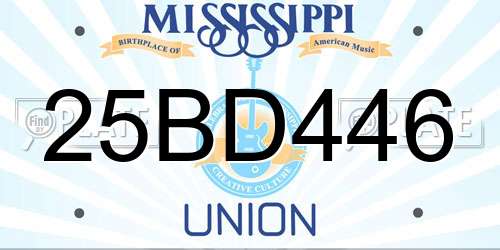 25BD446 Mississippi License Plate