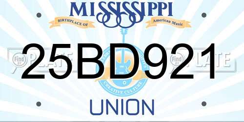 25BD921 Mississippi License Plate