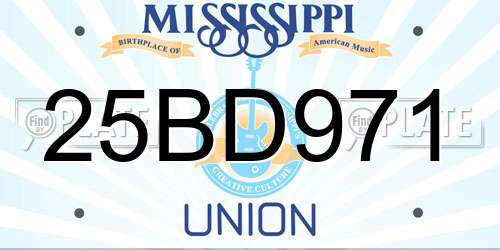 25BD971 Mississippi License Plate
