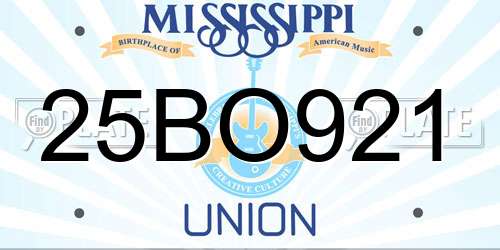 25BO921 Mississippi License Plate