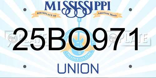 25BO971 Mississippi License Plate