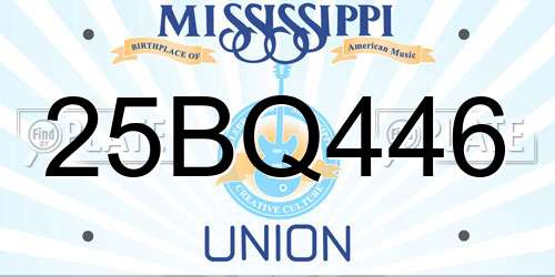 25BQ446 Mississippi License Plate