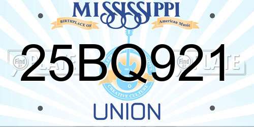 25BQ921 Mississippi License Plate