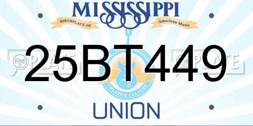 25BT449 Mississippi License Plate