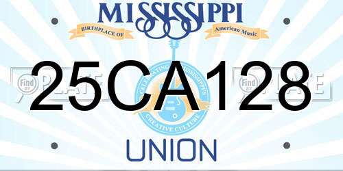 25CA128 Mississippi License Plate