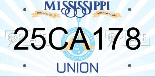 25CA178 Mississippi License Plate