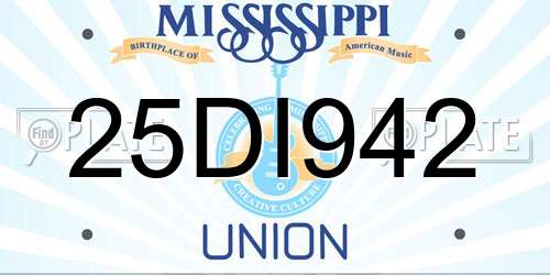 25DI942 Mississippi License Plate
