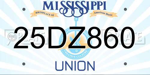 25DZ860 Mississippi License Plate