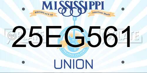 25EG561 Mississippi License Plate