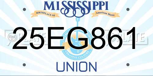 25EG861 Mississippi License Plate