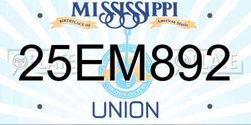 25EM892 Mississippi License Plate