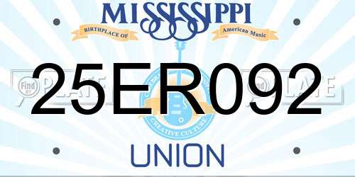 25ER092 Mississippi License Plate