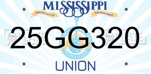 25GG320 Mississippi License Plate