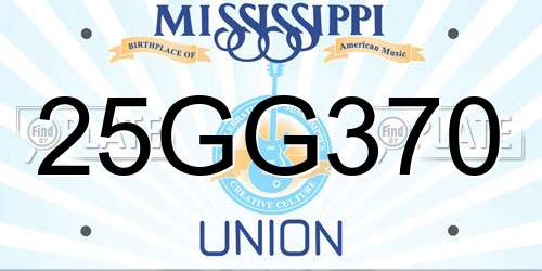 25GG370 Mississippi License Plate