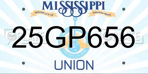 25GP656 Mississippi License Plate