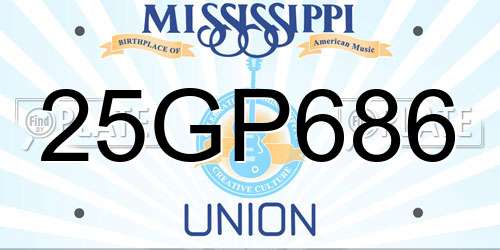 25GP686 Mississippi License Plate