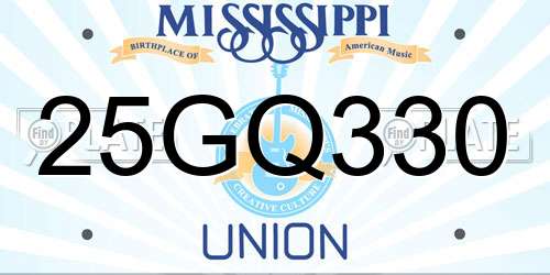 25GQ330 Mississippi License Plate