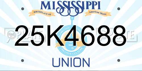 25K4688 Mississippi License Plate