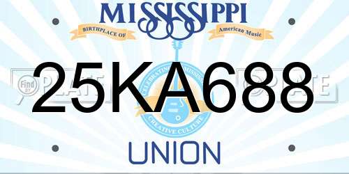 25KA688 Mississippi License Plate