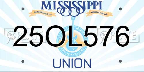 25OL576 Mississippi License Plate