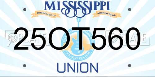 25OT560 Mississippi License Plate