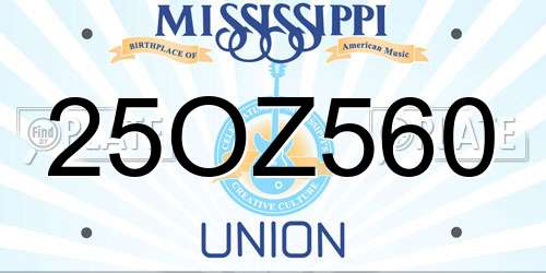25OZ560 Mississippi License Plate