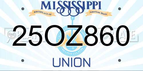25OZ860 Mississippi License Plate
