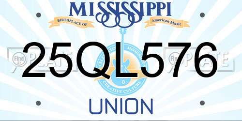 25QL576 Mississippi License Plate