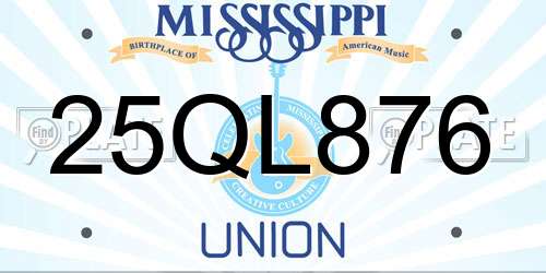 25QL876 Mississippi License Plate
