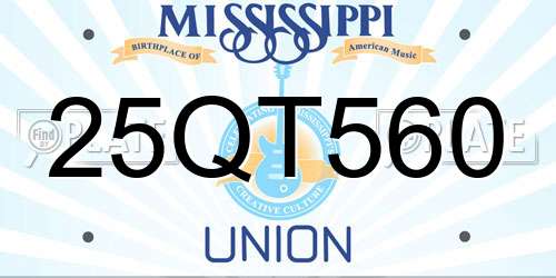 25QT560 Mississippi License Plate