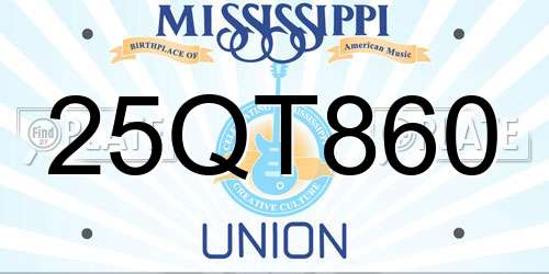 25QT860 Mississippi License Plate