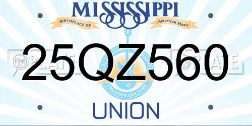 25QZ560 Mississippi License Plate