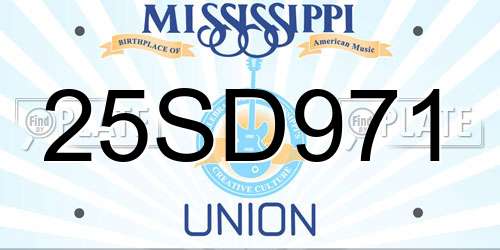 25SD971 Mississippi License Plate